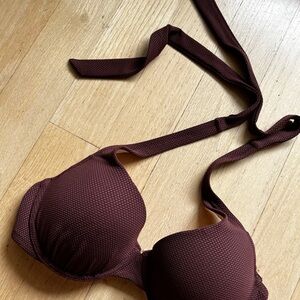 Shade & Shore Women’s Textured Halter Bikini Top - brown 36C